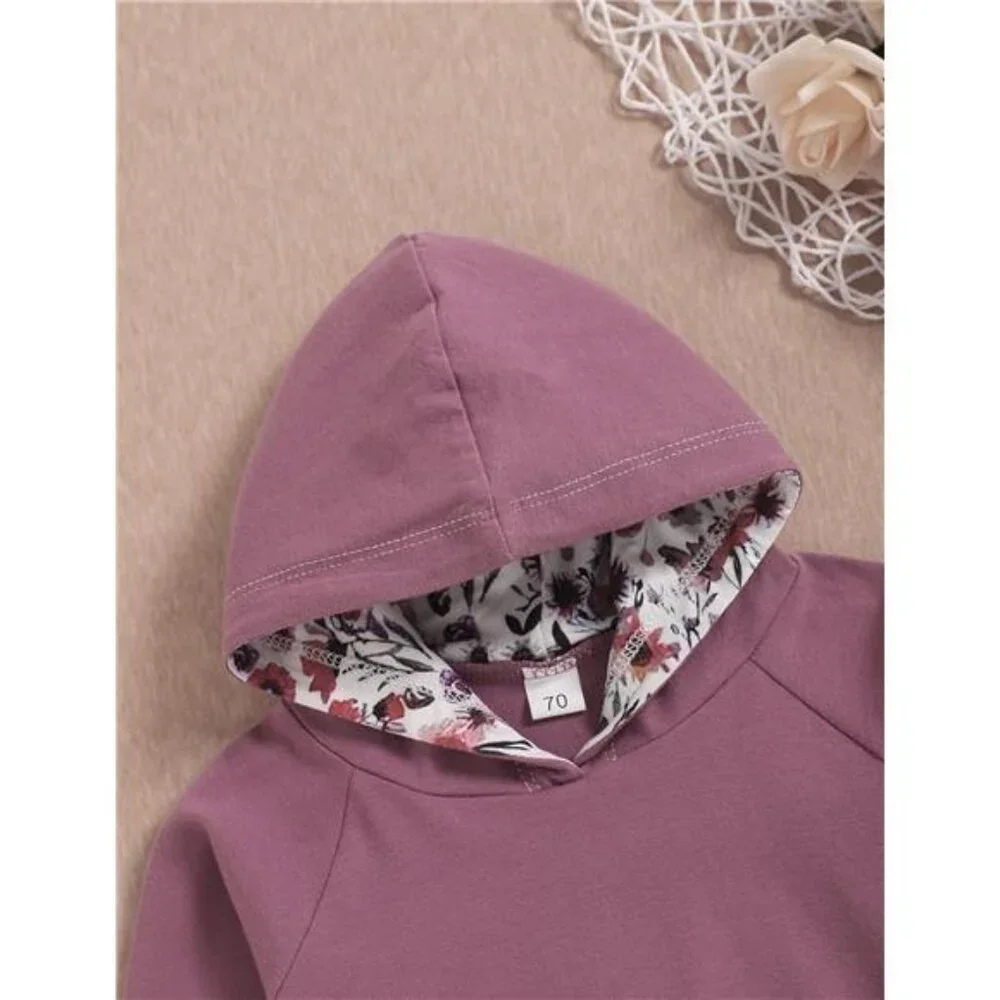 Baby Girl Fall Hoodie Tops Floral Pant with‎ Cute Headband Baby Girl Dresses